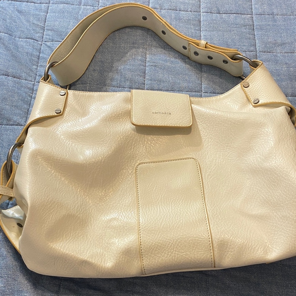 Samsara Cream Coloured Vegan Shoulder Bag
